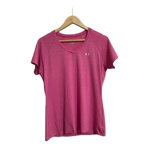 Under Armour Pink V-Neck Top Heat Gear Size M